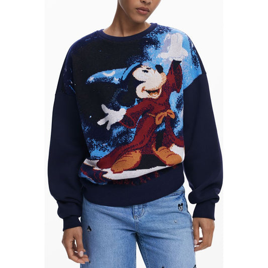 Sweatshirt by Desigual for women in polyamide polyester viscose & cotton blue, jacquard & print showcases a slouchy chic silhouette, artfully detailed with a slouchy chic round neckline and long-sleeve for a slouchy chic finish.