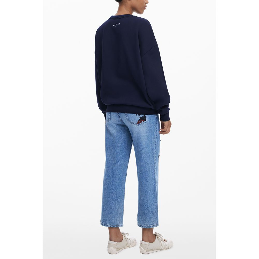 Sweatshirt by Desigual for women in polyamide polyester viscose & cotton blue, jacquard & print features an exquisite silhouette, showcasing and round neckline details for a exquisite look.
