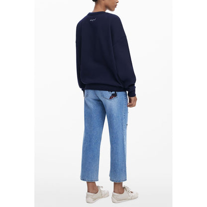 Sweatshirt by Desigual for women in polyamide polyester viscose & cotton blue, jacquard & print features an exquisite silhouette, showcasing and round neckline details for a exquisite look.