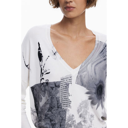 This Sweater by Desigual for women in viscose & polyamide white & print presents a understated silhouette, featuring a sophisticated and for a understated finish.