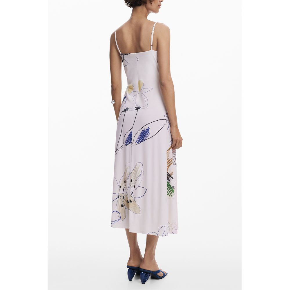 Dress by Desigual for women in stretch polyester white showcases a striking silhouette, elegantly detailed with a , refined crew neckline, and a striking long for a striking finish.
