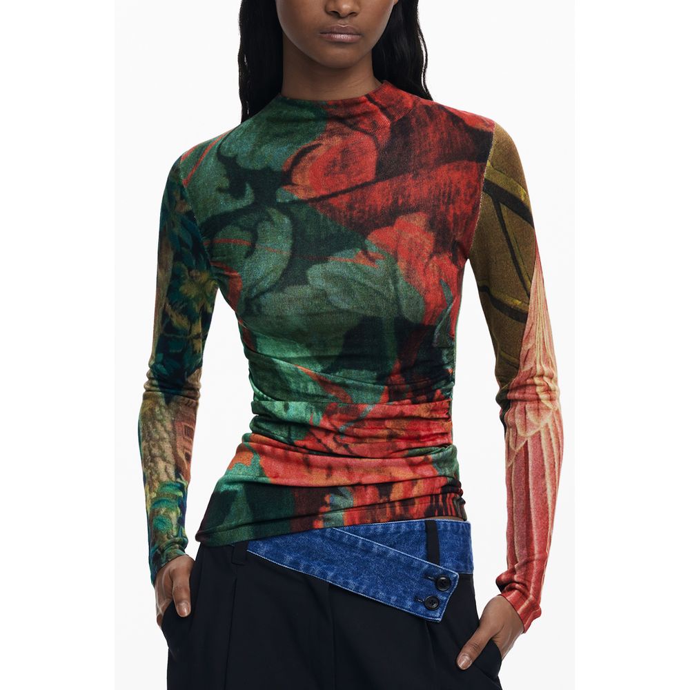Sweater by Desigual for women in viscose green & patterned showcases a discreet silhouette, finished with a discreet turtle neckline and long-sleeve for a discreet look.