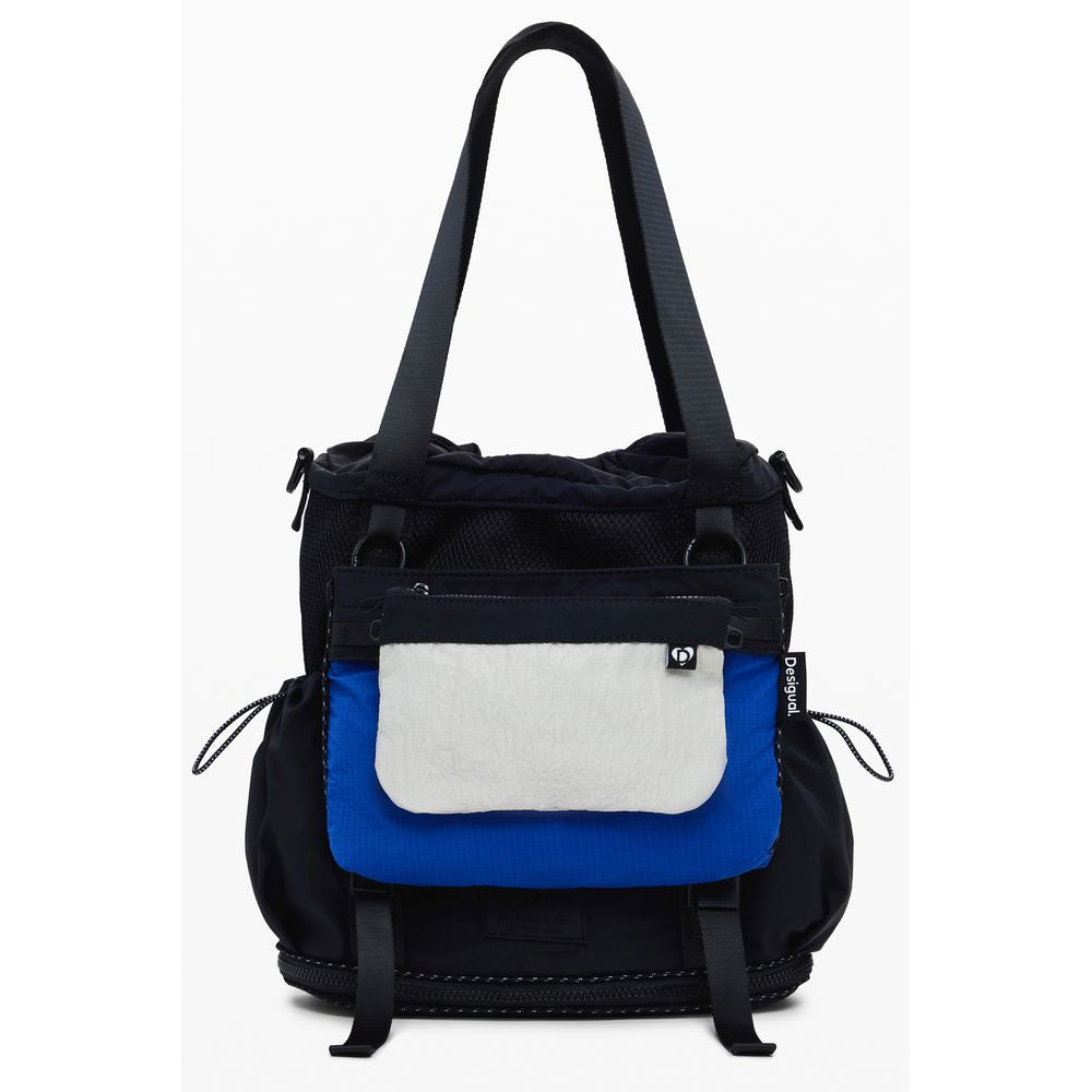 Shoulder Backpack Handbag by Desigual for women in polyester black features a ornamental silhouette, showcasing a secure , ample , and ornamental shoulder-strap, backpack-strap & adjustable-strap for a sophisticated look.