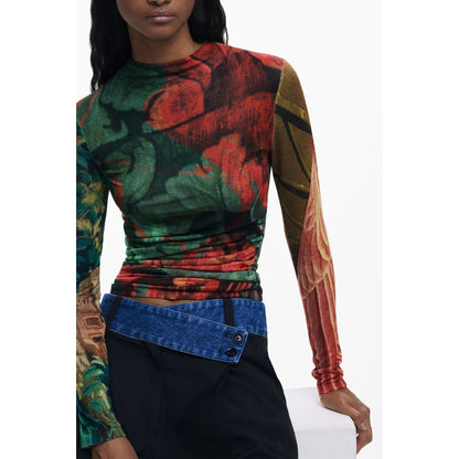 Sweater by Desigual for women in viscose green & patterned showcases a downtown chic silhouette, artfully finished with a downtown chic and for a sophisticated, high-end look.