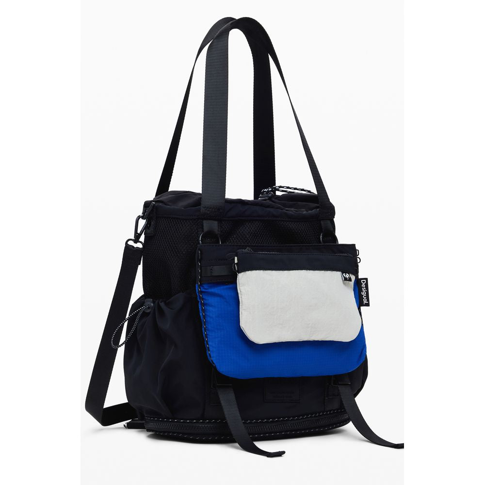 This Shoulder Backpack Handbag by Desigual for women in polyester and black presents a sculptural silhouette featuring a secure , ample , and versatile shoulder-strap, backpack-strap & adjustable-strap for a sculptural finish.