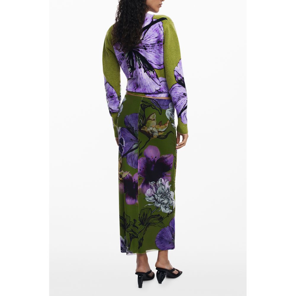 Skirt by Desigual for women in polyester green features a sublime silhouette, showcasing the sublime design of the Women's Polyester Skirt in a sophisticated .