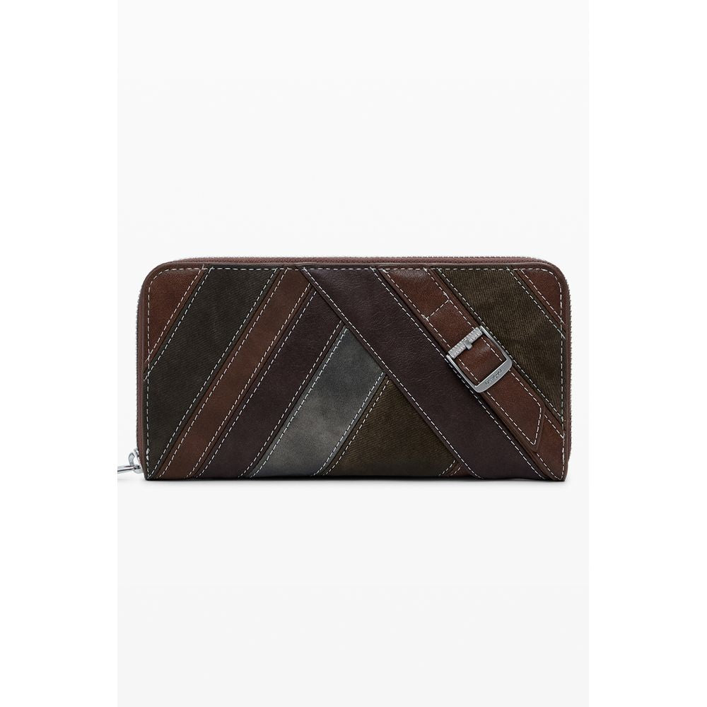 Wallet by Desigual for women in polyester polyurethane faux leather brown presents a refined silhouette, artfully capturing the essence of the Polyester Polyurethane Faux Leather Wallet design with sophisticated for a refined look.