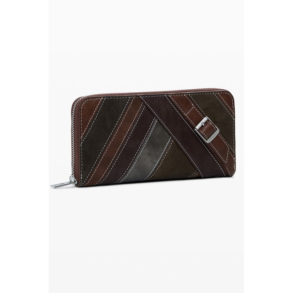 Wallet by Desigual for women in polyester polyurethane faux leather brown showcases a refined silhouette, artfully detailed with the signature style of the Polyester Polyurethane Faux Leather Wallet and functional .