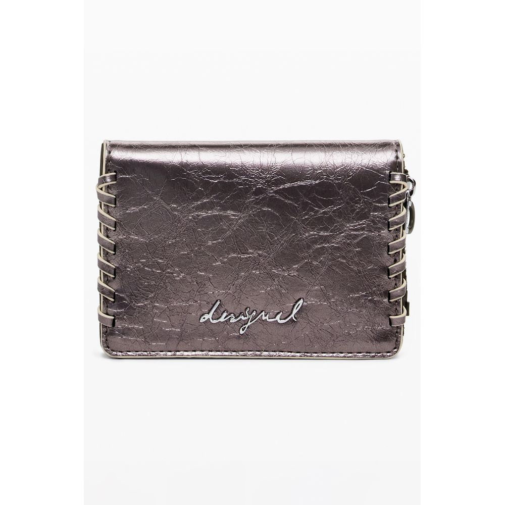 Cardholder Wallet by Desigual for women in faux leather bronze & signature presents a refined silhouette, artfully capturing the essence of the Faux Leather Cardholder Wallet design with sophisticated card-organization for a refined look.