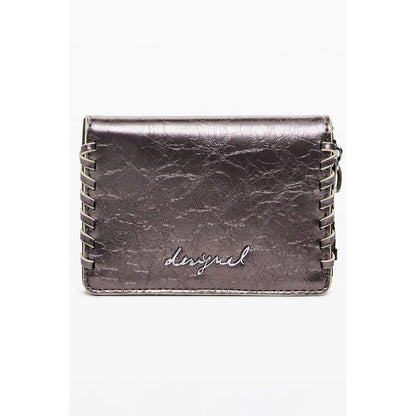 Cardholder Wallet by Desigual for women in faux leather bronze & signature presents a refined silhouette, artfully capturing the essence of the Faux Leather Cardholder Wallet design with sophisticated card-organization for a refined look.
