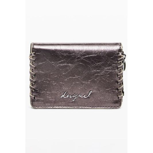 Cardholder Wallet by Desigual for women in faux leather bronze & signature presents a refined silhouette, artfully capturing the essence of the Faux Leather Cardholder Wallet design with sophisticated card-organization for a refined look.