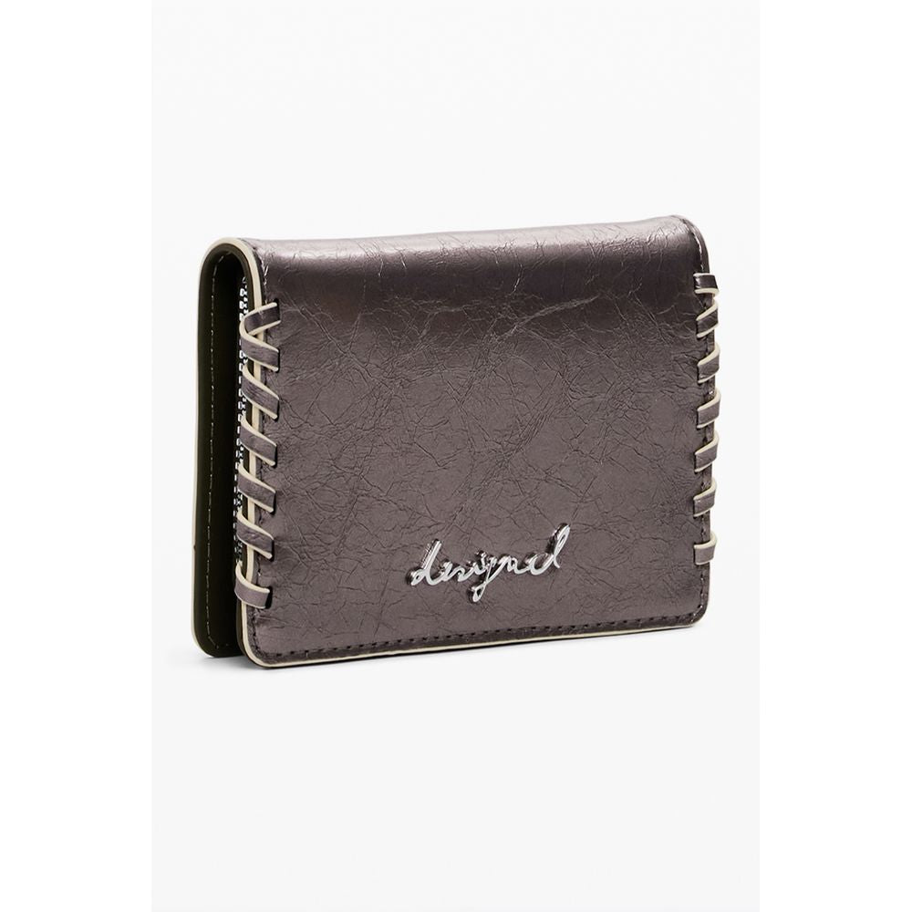Cardholder Wallet by Desigual for women in faux leather bronze & signature presents a streamlined silhouette, showcasing the sophisticated design of the Faux Leather Cardholder Wallet collection with functional card-organization.