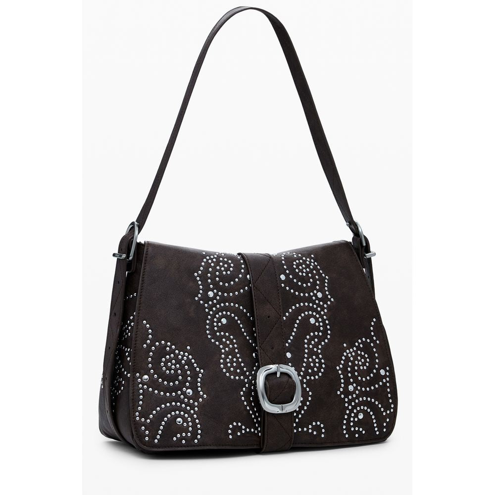 Small Crossbody Flap Handbag by Desigual for women in faux leather brown features a exquisite silhouette, showcasing a secure flap & zipper and exquisite with versatile crossbody-strap, adjustable-strap & handle for a exquisite finish.