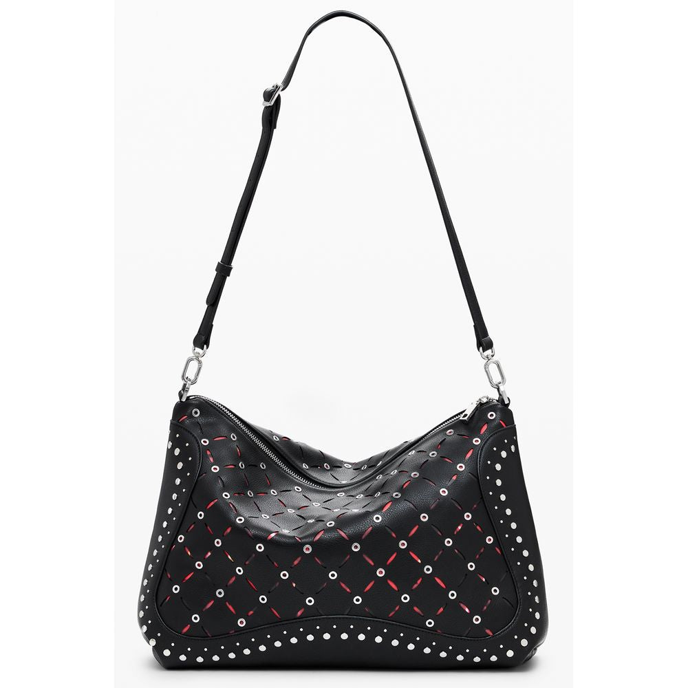 Mini Crossbody Handbag by Desigual for women in polyurethane black features an refined silhouette, showcasing a secure zipper, ample internal-pockets, and versatile crossbody-strap, adjustable-strap & handle for a sophisticated refined aesthetic.