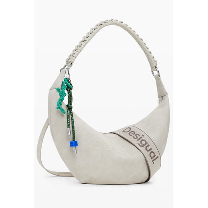 Medium Shoulder Handbag by Desigual for women in faux leather beige features a refined silhouette, showcasing a secure zipper, organized , and versatile shoulder-strap & handle for a refined finish.