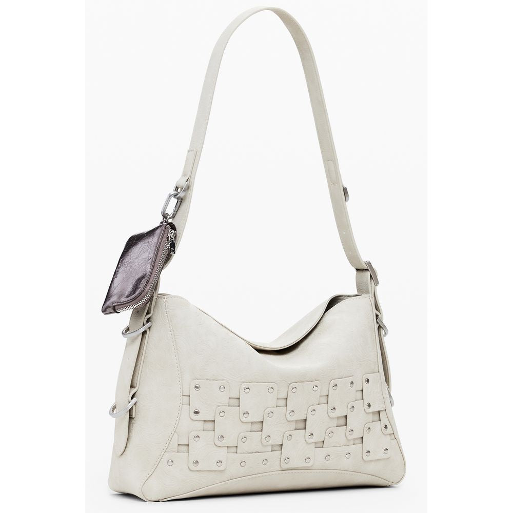 Handbag by Desigual for women in faux leather beige & patchwork features a exquisite silhouette, showcasing a secure zipper and exquisite coin-purse with versatile adjustable-strap, detachable-strap & handle for a exquisite finish.
