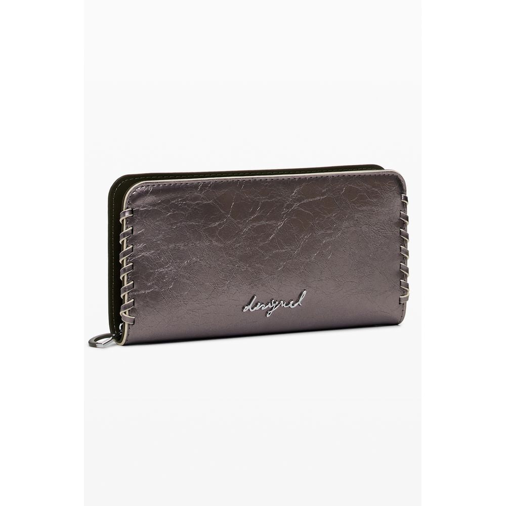 Cardholder Wallet by Desigual for women in faux leather bronze showcases a refined silhouette, artfully capturing the essence of the refined Faux Leather Cardholder Wallet design with functional card-organization.