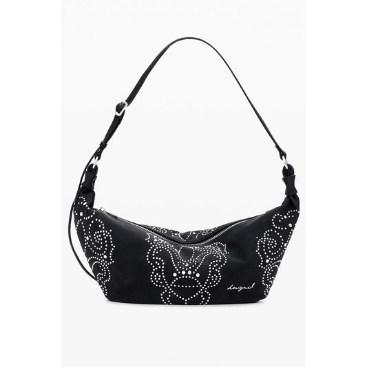 This Small Handbag by Desigual for women in faux leather and black presents a sculptural silhouette featuring a secure zipper, ample , and versatile adjustable-strap & handle for a sculptural finish.