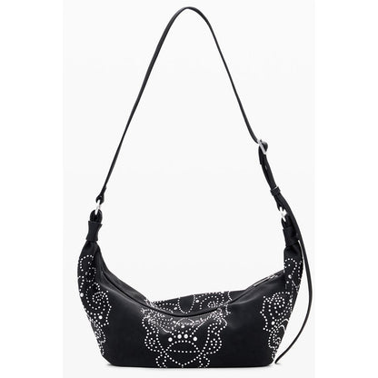 Small Handbag by Desigual for women in faux leather black features a ornamental silhouette, showcasing a secure zipper, ample , and ornamental adjustable-strap & handle for a sophisticated look.