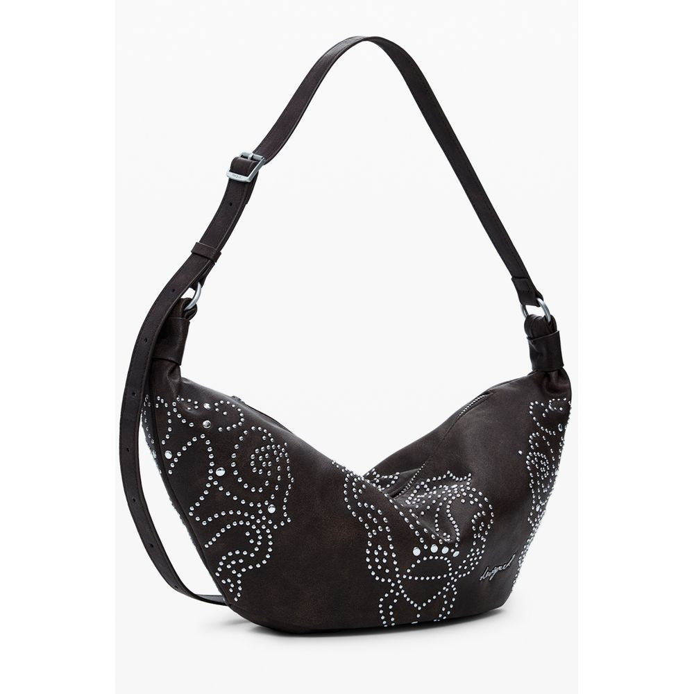 Medium Handbag by Desigual for women in faux leather brown features a refined silhouette, showcasing a secure zipper, organized , and versatile adjustable-strap & handle for a refined finish.