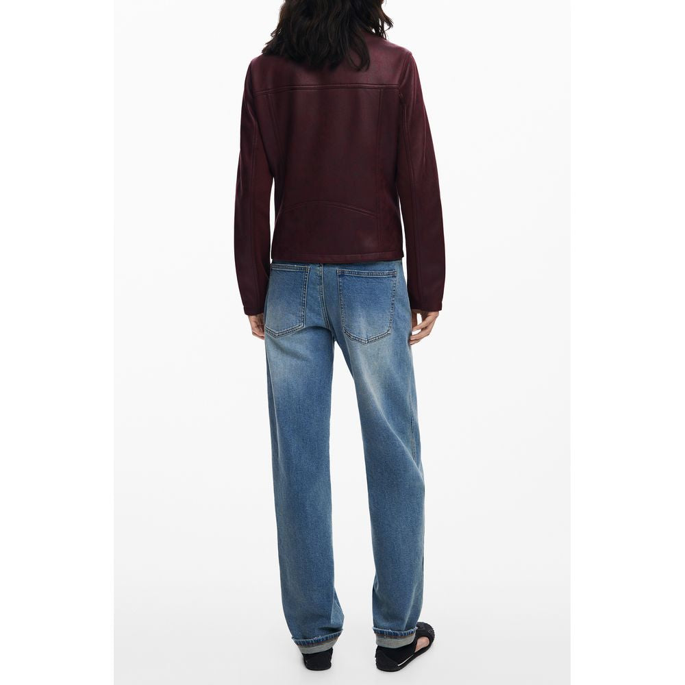 Jacket by Desigual for women in polyester faux leather red presents a authentic silhouette, artfully detailed with a authentic and functional pockets for a premium authentic finish.