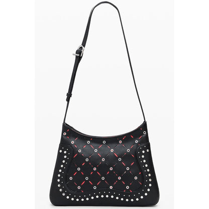Small Crossbody Handbag by Desigual for women in faux leather black, patterned & floral features a exquisite silhouette, showcasing a secure zipper and exquisite with versatile crossbody-strap, adjustable-strap & handle for a exquisite finish.
