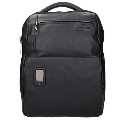 Backpack by Piquadro for men in leather black showcases a stately Leather Backpack design, featuring a secure with stately and versatile backpack-strap & adjustable-strap.