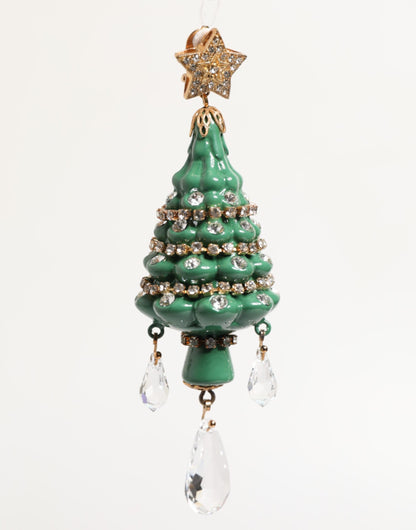 Dolce & Gabbana Gold Brass Multicolour Christmas Tree Earrings