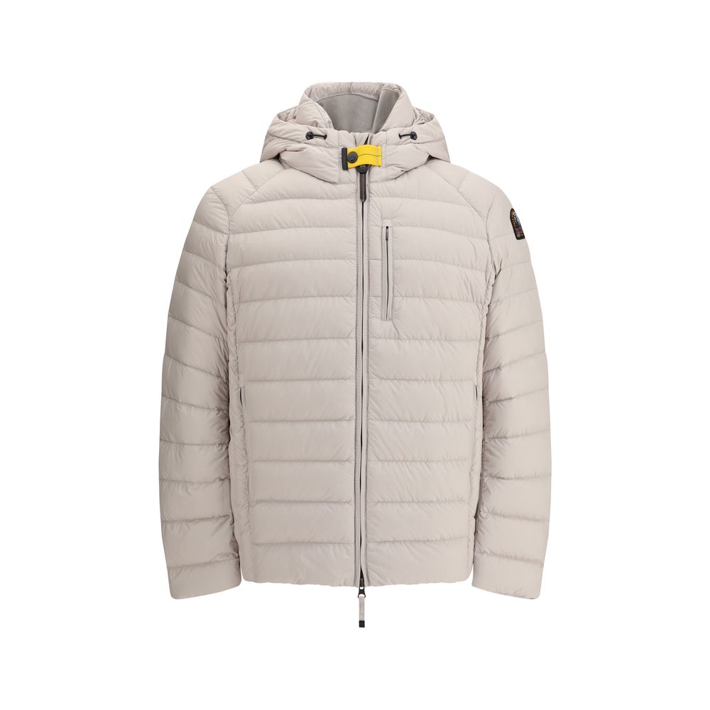 Hooded Puffer Jacket by Parajumpers for men in polyamide & duck down beige & yellow presents a effortlessly chic silhouette, showcasing a sophisticated hooded neckline and premium pockets, hooded & insulated for a truly effortlessly chic finish.