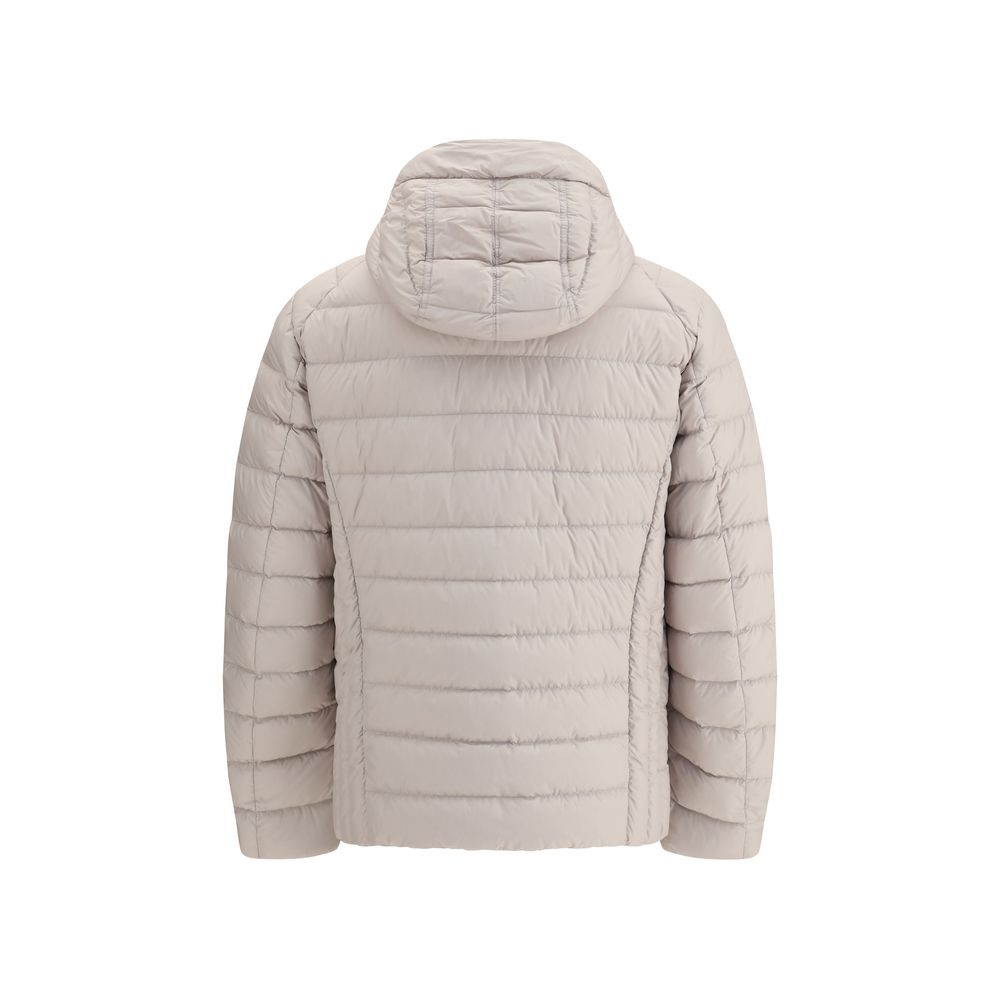 Hooded Puffer Jacket by Parajumpers for men in polyamide & duck down beige & yellow features an contemporary silhouette, showcasing a sophisticated hooded neckline and contemporary pockets, hooded & insulated for a truly refined look.