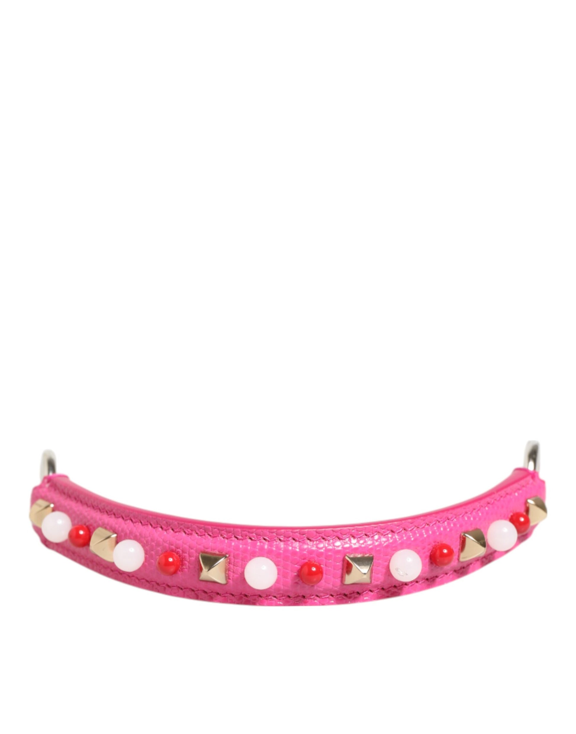 Shoulder Strap by Dolce & Gabbana for women in calf leather gold, pink, red, silver & white features a contemporary design, highlighting the distinctive style of the Calf Leather Shoulder Strap with a contemporary finish.