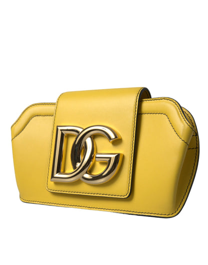 Compact Crossbody Flap Clutch Convertible Handbag by Dolce & Gabbana for women in calfskin leather gold, lime-green & yellow features a exquisite silhouette with a secure snap, flap & magnetic, ample , and versatile crossbody-strap for a exquisite look.