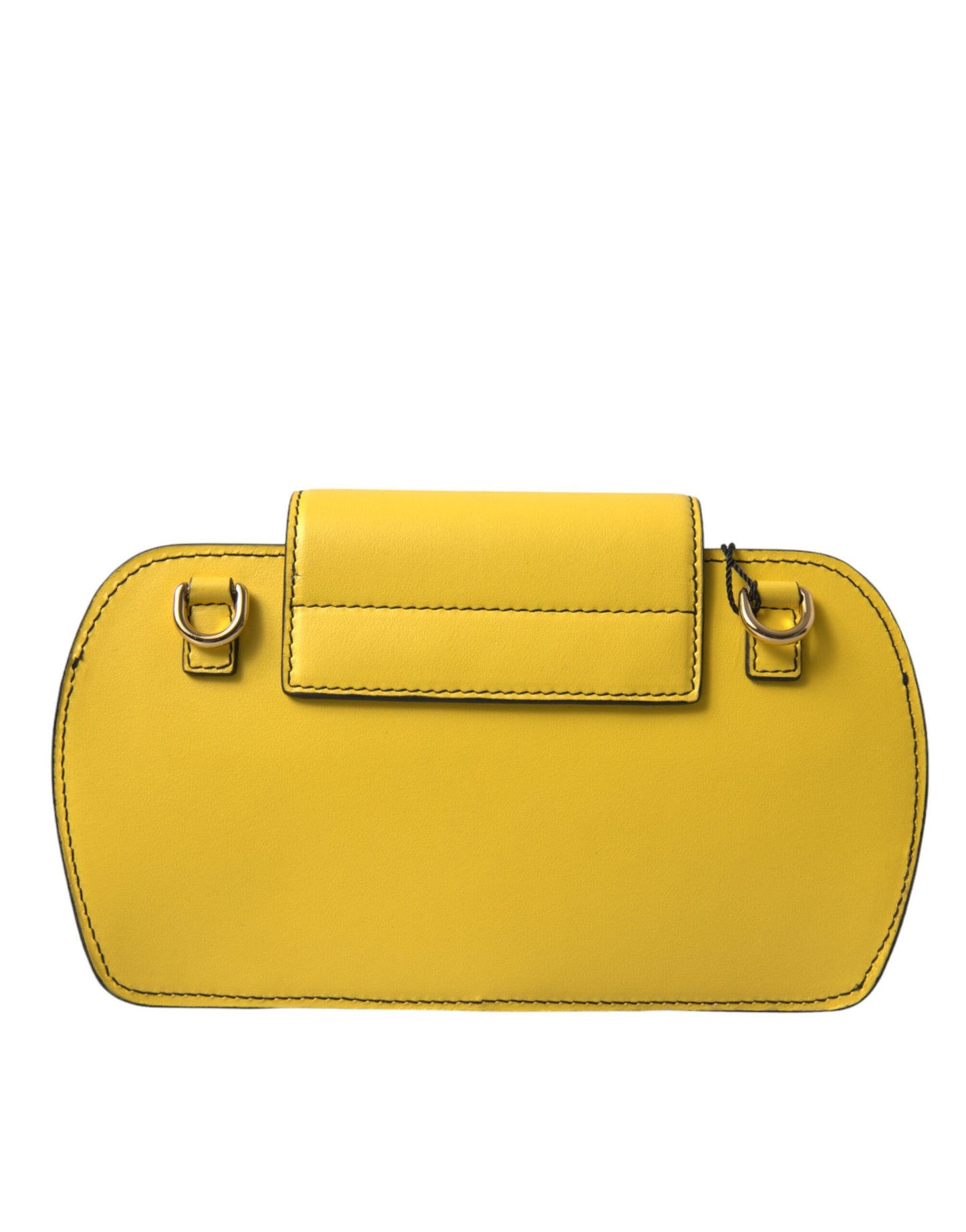 Compact Crossbody Flap Clutch Convertible Handbag by Dolce & Gabbana for women in calfskin leather gold, lime-green & yellow features a refined silhouette, showcasing a secure snap, flap & magnetic and refined with versatile crossbody-strap for a refined finish.