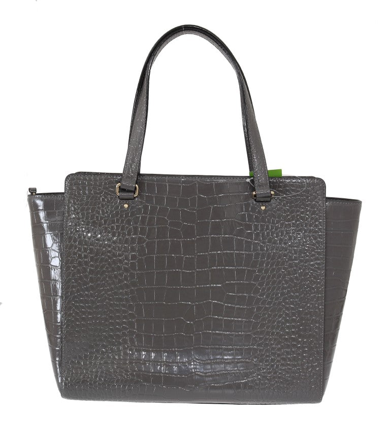 Tote Convertible Handbag by Kate Spade for women in embossed leather gray & gold features an exquisite silhouette, showcasing a secure zipper, ample , and exquisite for a sophisticated finish.