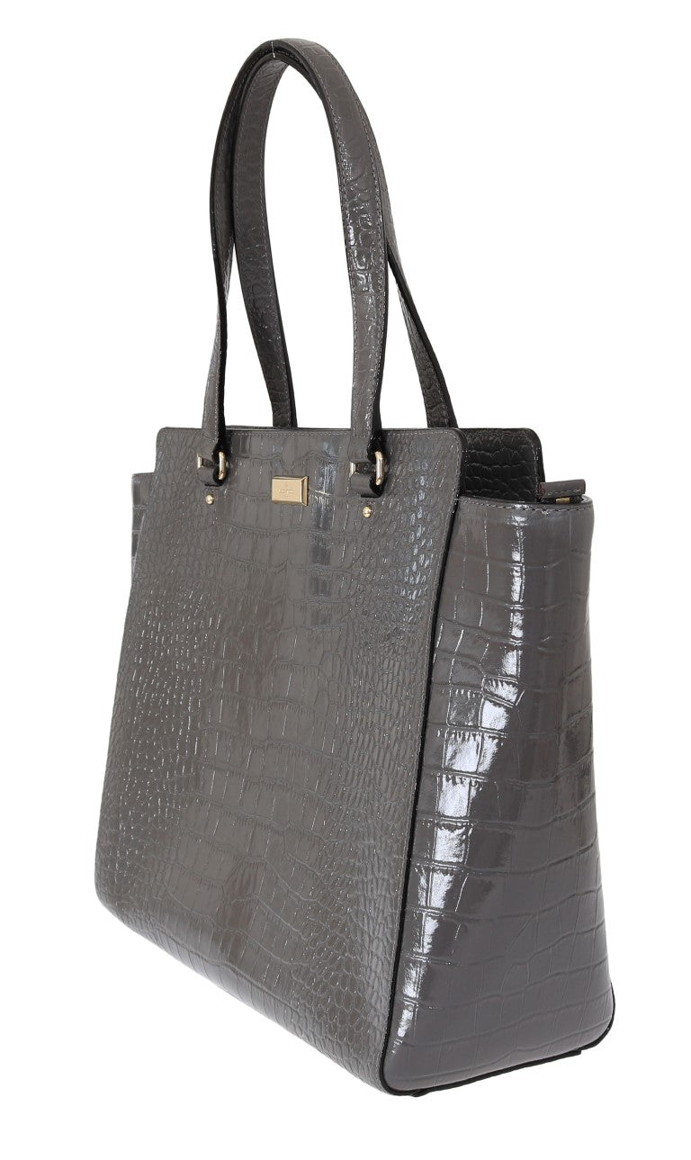 Tote Convertible Handbag by Kate Spade for women in embossed leather gray & gold features an exquisite silhouette, showcasing a secure zipper, ample , and versatile for exquisite style.