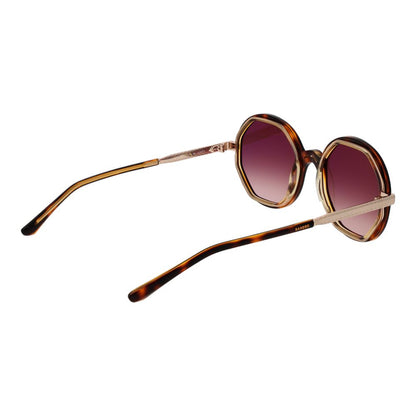 Sunglasses by Sandro for women in gradient, blue & brown features an lustrous full-rim square frame design with brown coloured frame detailing and category-3-dark-tint gradient lens for a lustrous aesthetic.