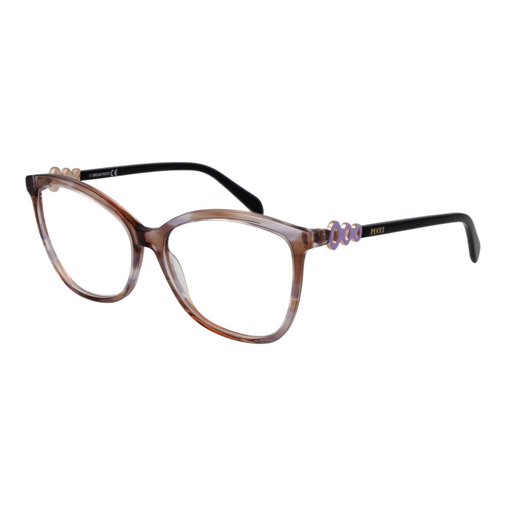 Eyeglasses Frames by Emilio Pucci for women in and brown showcases an refined full-frame frame design featuring a sophisticated brown coloured frame for an refined and refined aesthetic.