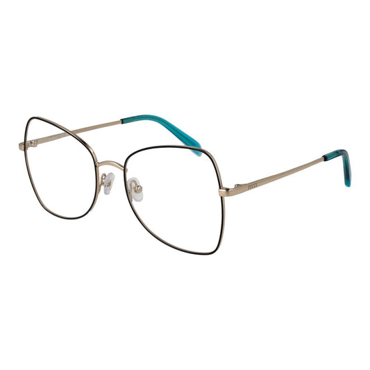 Eyeglasses Frames by Emilio Pucci for women in black showcases a reflective silhouette, artfully incorporating a sophisticated black coloured frame with a distinct full-frame frame design.