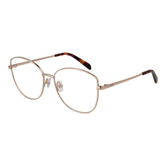 Eyeglasses Frames by Emilio Pucci for women in rose-gold features an refined silhouette, showcasing a sophisticated rose-gold coloured frame and refined full-frame frame design for a refined look.