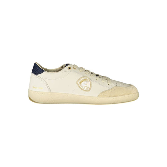 Sneakers by Blauer for men in polyester blue, white & print presents a sumptuous silhouette from the Men's Fashion Polyester Sneakers collection, showcasing a sumptuous fashion style for an elevated aesthetic.