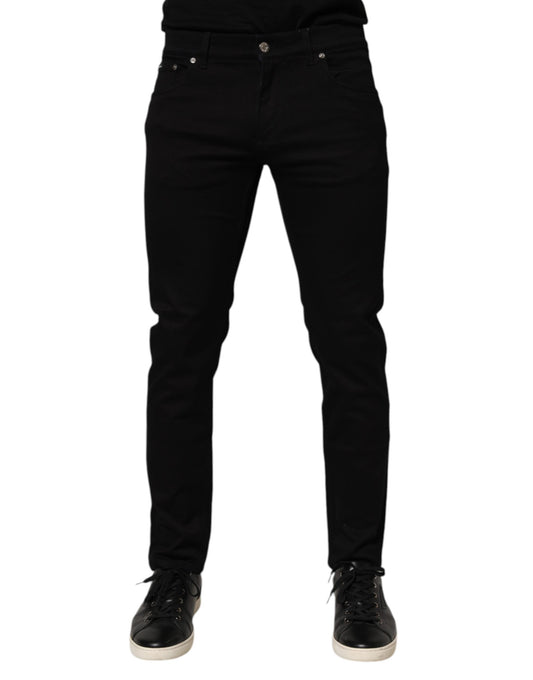 Dolce & Gabbana Men's Skinny Silk & Cotton Trousers - Black