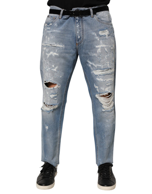 Dolce & Gabbana Men's Tapered Leg Slim Denim Cotton Jeans - Blue Signature