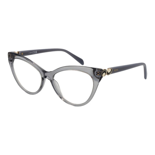 Eyeglasses Frames by Emilio Pucci for women in gray features a refined silhouette, showcasing a refined gray coloured frame and full-frame frame design for a sophisticated, premium look.