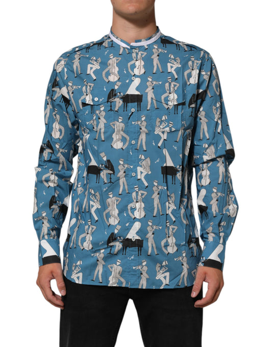Dress Shirt by Dolce & Gabbana for men in cotton blue, patterned & print features an polished silhouette, showcasing a sophisticated and long-sleeve detail for a truly polished finish.