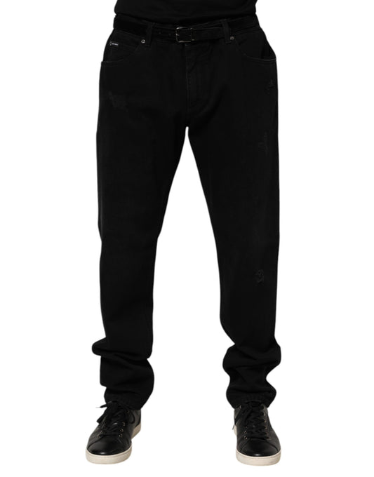 Jeans by Dolce & Gabbana for men in denim cotton black features a refined silhouette with a refined straight-leg & regular-fit, defined by a and a refined long for a refined finish.