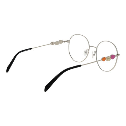 Eyeglasses Frames by Emilio Pucci for women in metal black showcases a reflective silhouette, artfully incorporating a sophisticated black coloured frame with a distinct full-frame frame design.
