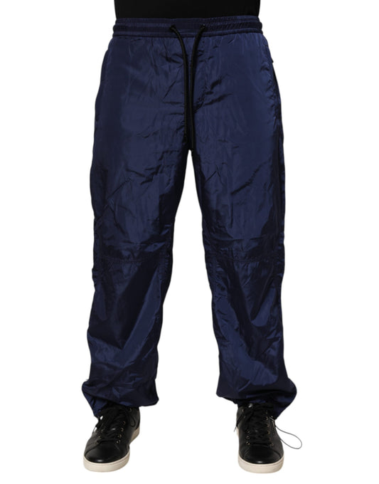 Jogger Sweatpants by Dolce & Gabbana for men in nylon fabric blue features an sporty straight-leg, athletic & regular-fit with a and long, showcasing sporty adjustable-waistband.
