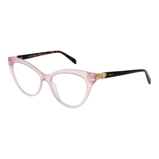 Eyeglasses Frames by Emilio Pucci for women in plastic and pink showcases an refined full-frame frame design featuring a sophisticated rose coloured frame for an refined and refined aesthetic.