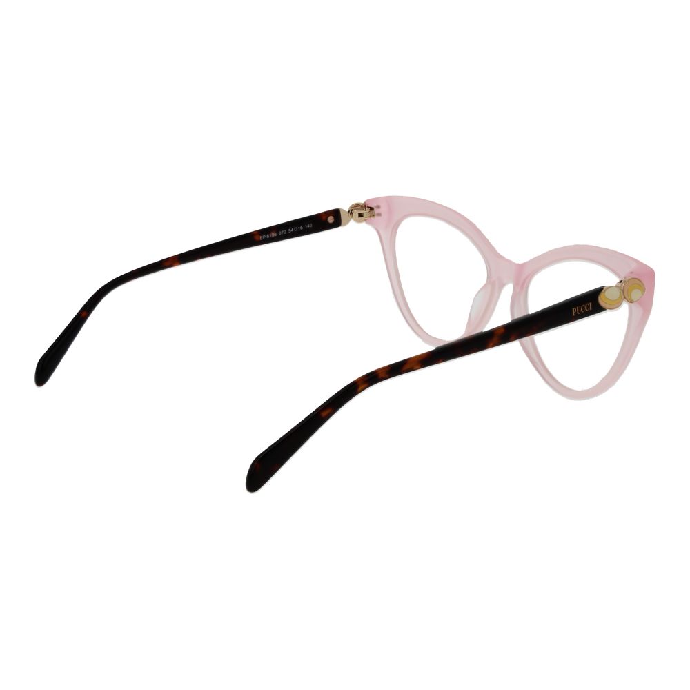 Eyeglasses Frames by Emilio Pucci for women in plastic and pink showcases a refined silhouette, detailed with a rose coloured frame finish and a sophisticated full-frame frame design.