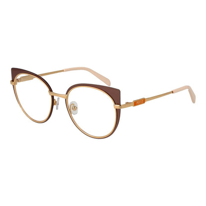 Eyeglasses Frames by Emilio Pucci for women in brown features an refined silhouette, showcasing a sophisticated brown coloured frame and refined full-frame frame design for a refined look.